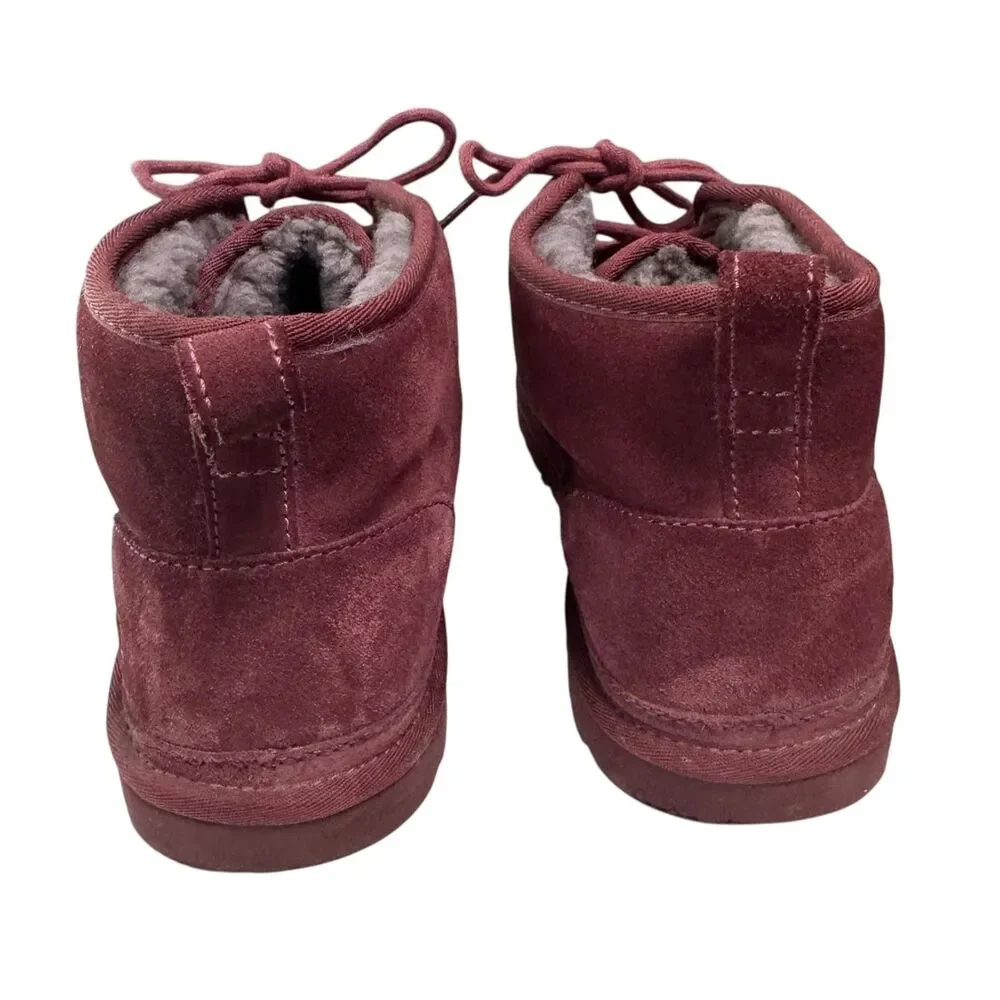 UGG Neumel Boots Mens Size 13 Burgundy Suede Wool Lined Ankle Chukka